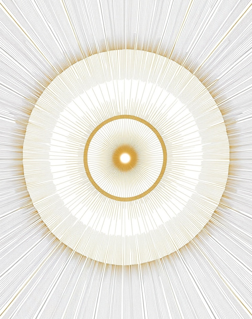 Golden Sunburst Concentric Circles Rug