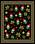 Black Gnomes Holly Stars Border Rug