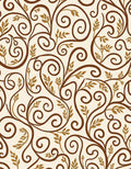 Brown Swirls Golden Leaves Vine Rug