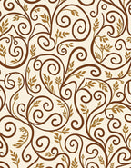 Brown Swirls Golden Leaves Vine Rug