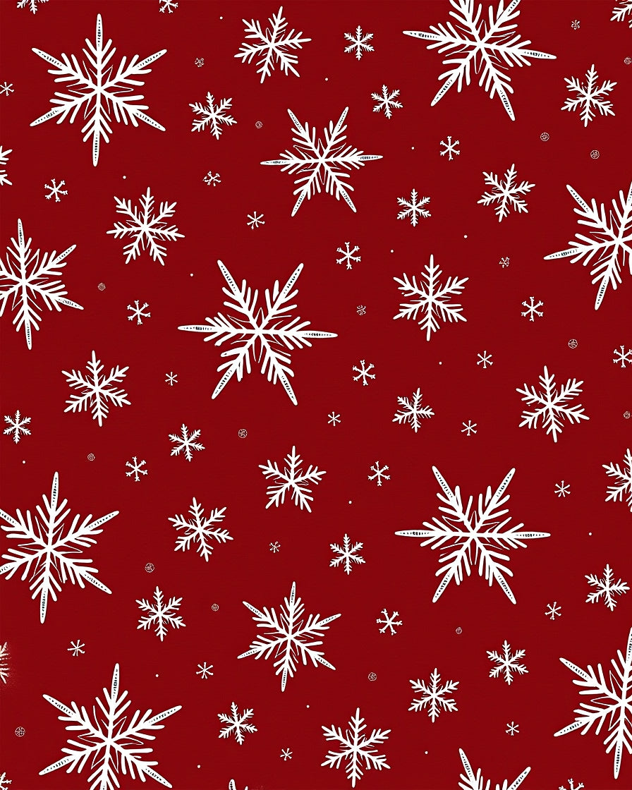 Winter White Snowflakes Red Background Rug