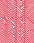 Modern Red Teal Zigzag Dot Rug