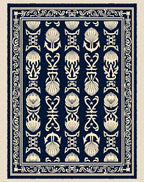 Navy Cream Marine Nautical Motif Rug