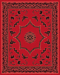 Red Black Floral Medallion Border Rug