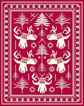Crimson Folk Reindeer Forest Accents Rug