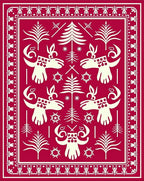 Crimson Folk Reindeer Forest Accents Rug