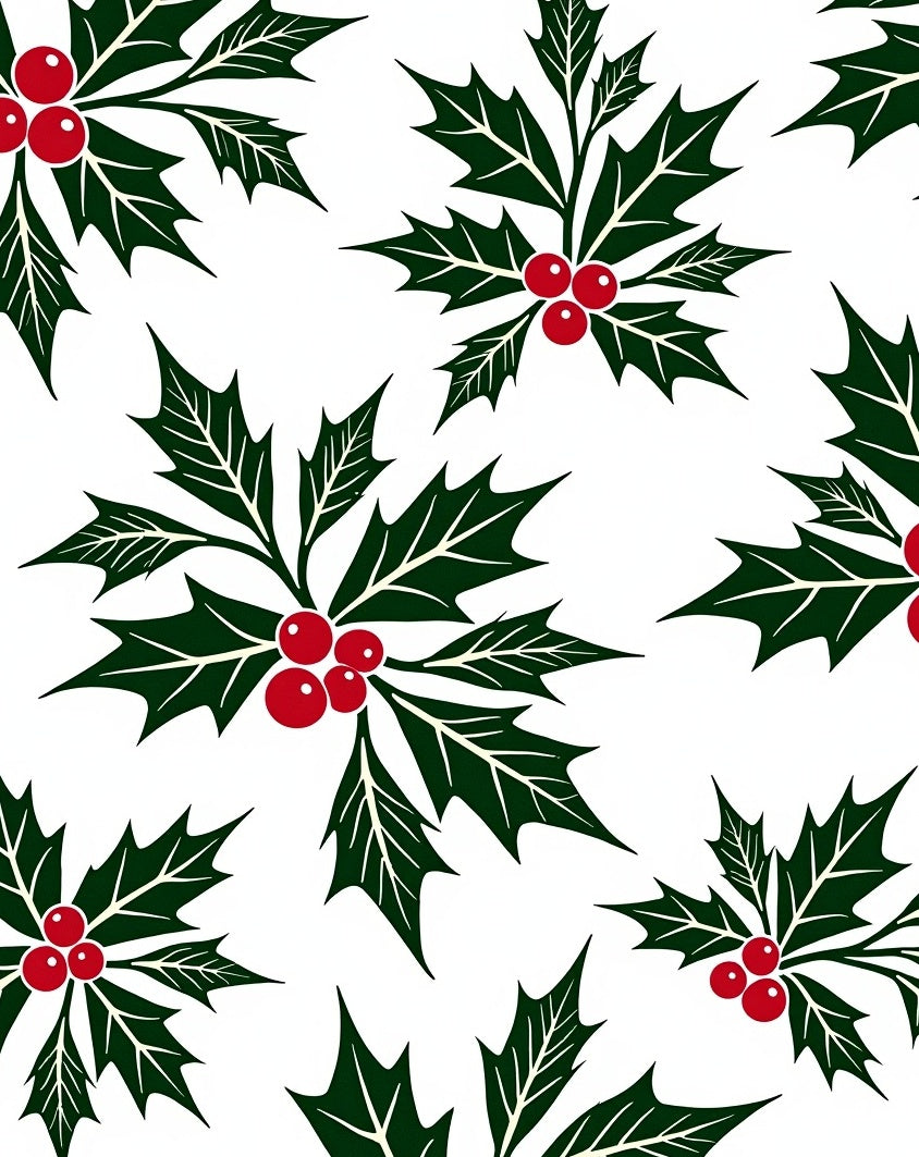 Festive Green Holly Berry Cluster Rug