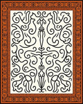 Orange Ivory Art Nouveau Swirl Rug