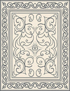 Cream Scrollwork Floral Accent Rug