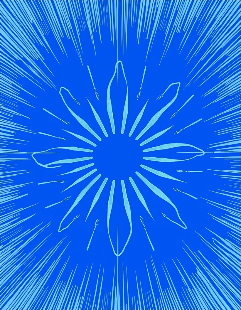 Radiant Blue Starburst Petal Rug