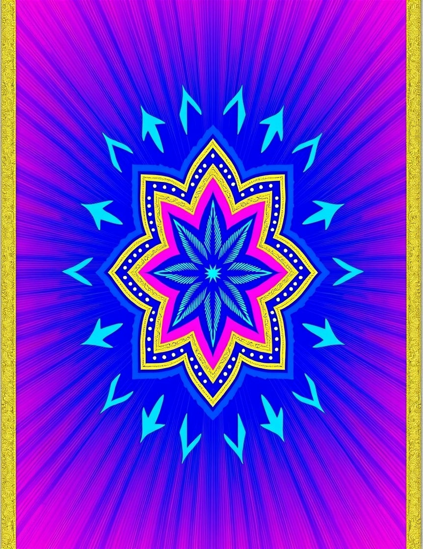 Vibrant Magenta Starburst Mandala Rug