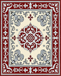 Crimson Ivory Floral Medallion Border Rug