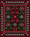 Bold Red Green Floral Medallion Rug