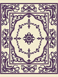 Elegant Plum Floral Square Medallion Rug