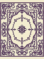 Elegant Plum Floral Square Medallion Rug