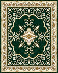 Emerald Green Floral Scroll Medallion Rug