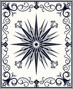 Navy Starburst Scrollwork Border Rug