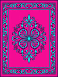 Vibrant Pink Teal Central Floral Rug