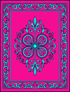 Vibrant Pink Teal Central Floral Rug