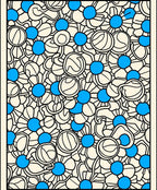 Cream Blue Daisy Garden Abstract Rug