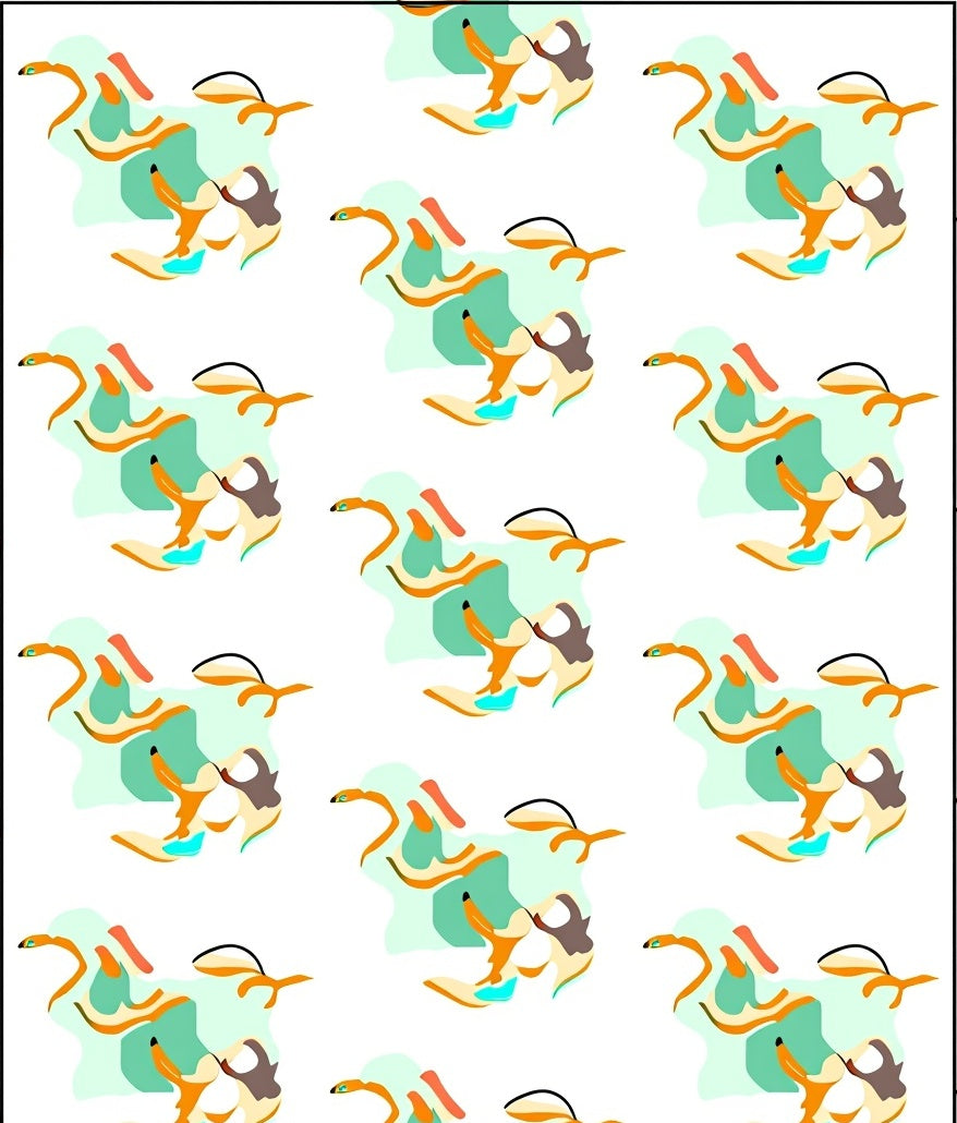 Abstract Aqua Orange Swirls Rug