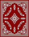 Crimson Floral Bordered Mandala Rug