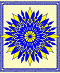 Vibrant Blue Yellow Folk Star Rug