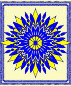 Vibrant Blue Yellow Folk Star Rug