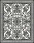 Cream Black Ornate Floral Motif Rug