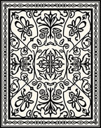 Cream Black Ornate Floral Motif Rug