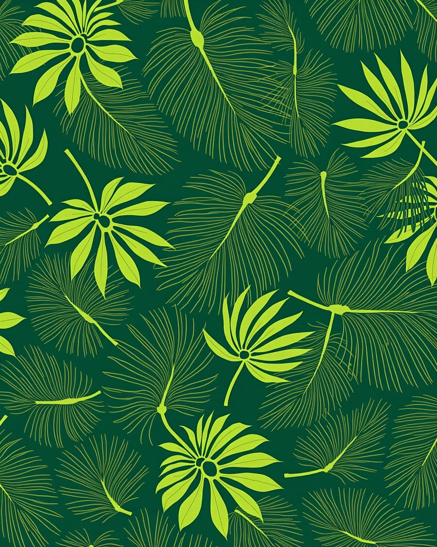 Lush Green Tropical Leaf Medley Rug