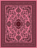 Vintage Pink Floral Scroll Medallion Rug