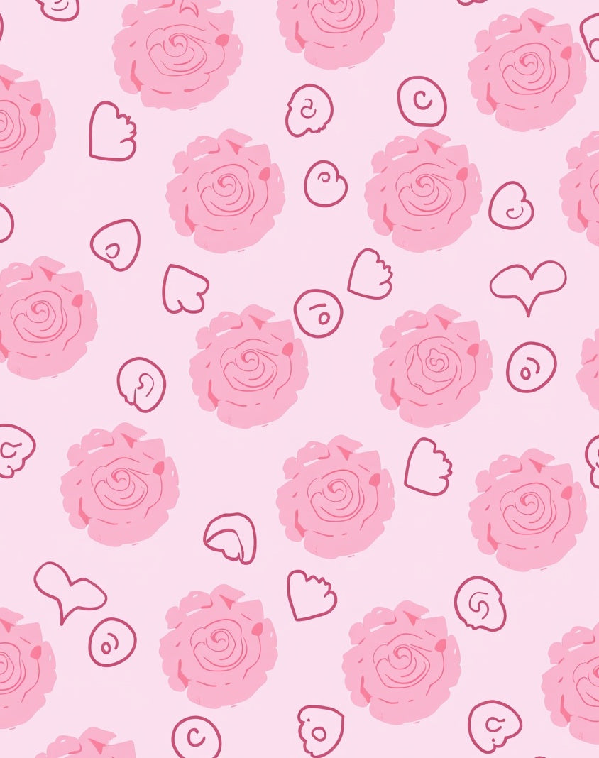 Pink Peony Floral Hearts Rug