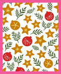 Golden Star Ornaments Red Green Sprigs Rug