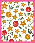 Golden Star Ornaments Red Green Sprigs Rug
