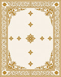Golden Floral Bordered Crest Rug