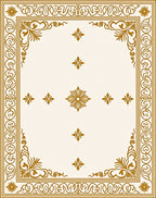 Golden Floral Bordered Crest Rug