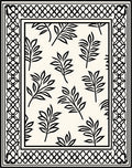 Black and White Leafy Botanical Border Rug