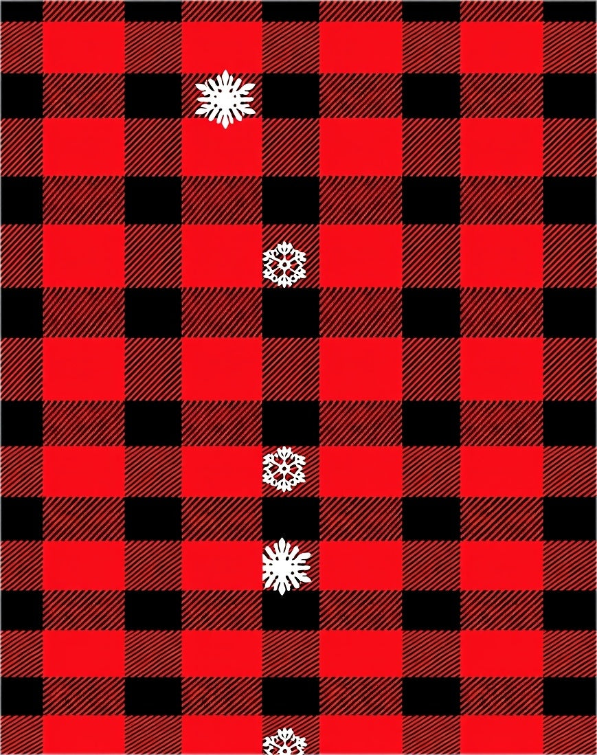 Red Black Buffalo Plaid Snowflake Rug
