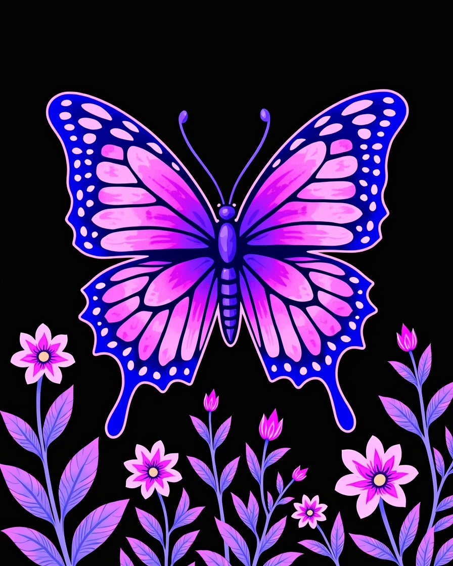 Vibrant Butterfly Bloom Garden Rug