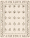 Vintage Beige Floral Scroll Border Rug