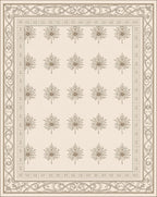 Vintage Beige Floral Scroll Border Rug
