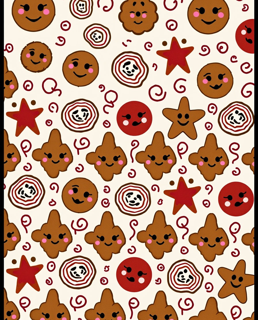 Cute Gingerbread Smiley Face Stars Rug