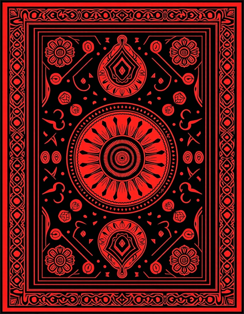 Bold Red Central Medallion Floral Rug