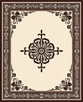 Rich Brown Ornamental Square Arrangement Rug