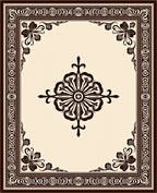 Rich Brown Ornamental Square Arrangement Rug
