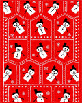 Red Snowman Winter Landscape Rug