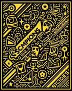 Bold Yellow Retro Doodle Collage Rug
