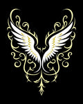 White Gold Angelic Wings Ornate Swirls Rug