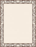 Dark Brown Ivory Scroll Border Rug